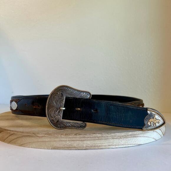 Vintage 90s Genuine Leather USA Made Studded Weaved Woven Size L - Picture 16 of 16